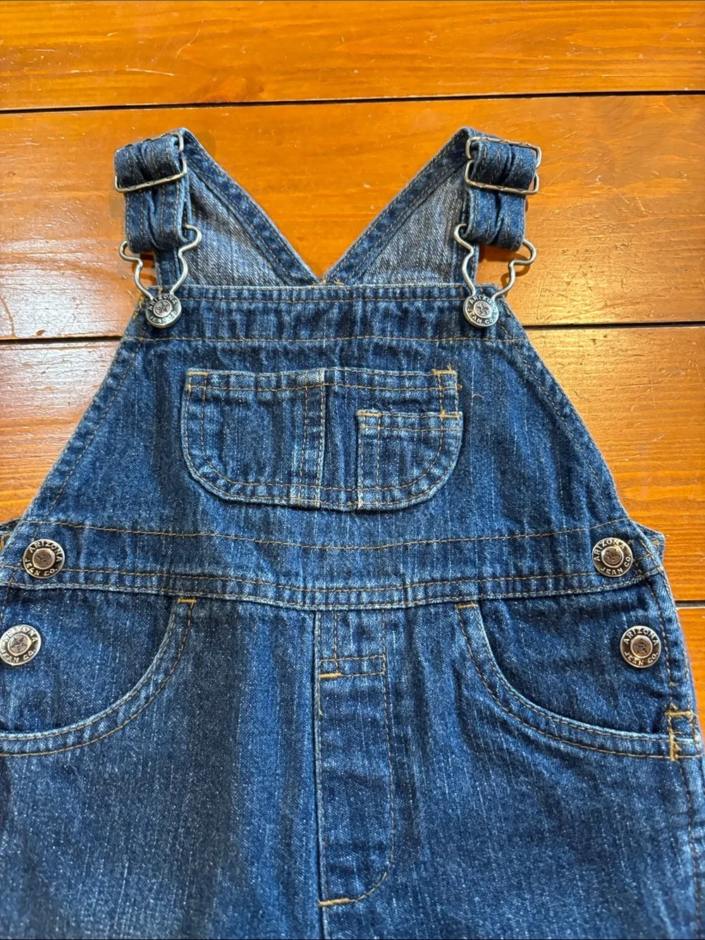 Arizona Jean Company Blue Denim Kids Overalls Size 6-9 Months GUC